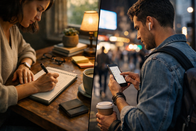 Research Suggests That People Who Handwrite Lists and People Who Use Phone Apps Process Their Entire Day Differently. the Paper List Writers Tend to Plan from Internal Cues While the App Users Increasingly Rely on External Prompts, and Over Decades That Difference Quietly Reshapes How Autonomous a Person Feels Inside Their Own Life