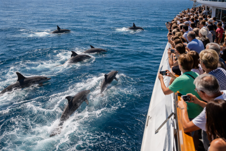 Outrage As Cruise Ship Passengers Cheer And Film Terrified Dolphins Fleeing Sharks While Crew Refuses To Stop Engines